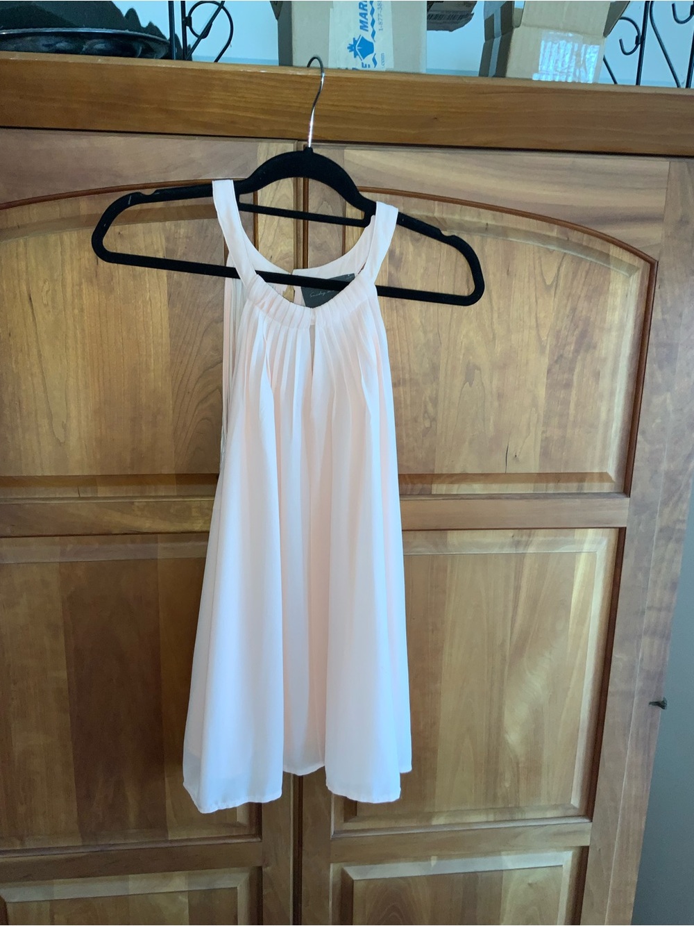 Sunday in Brooklyn, XL, Pale Peachy Chiffon front, Cotton back w/scarf. - Picture 2 of 9